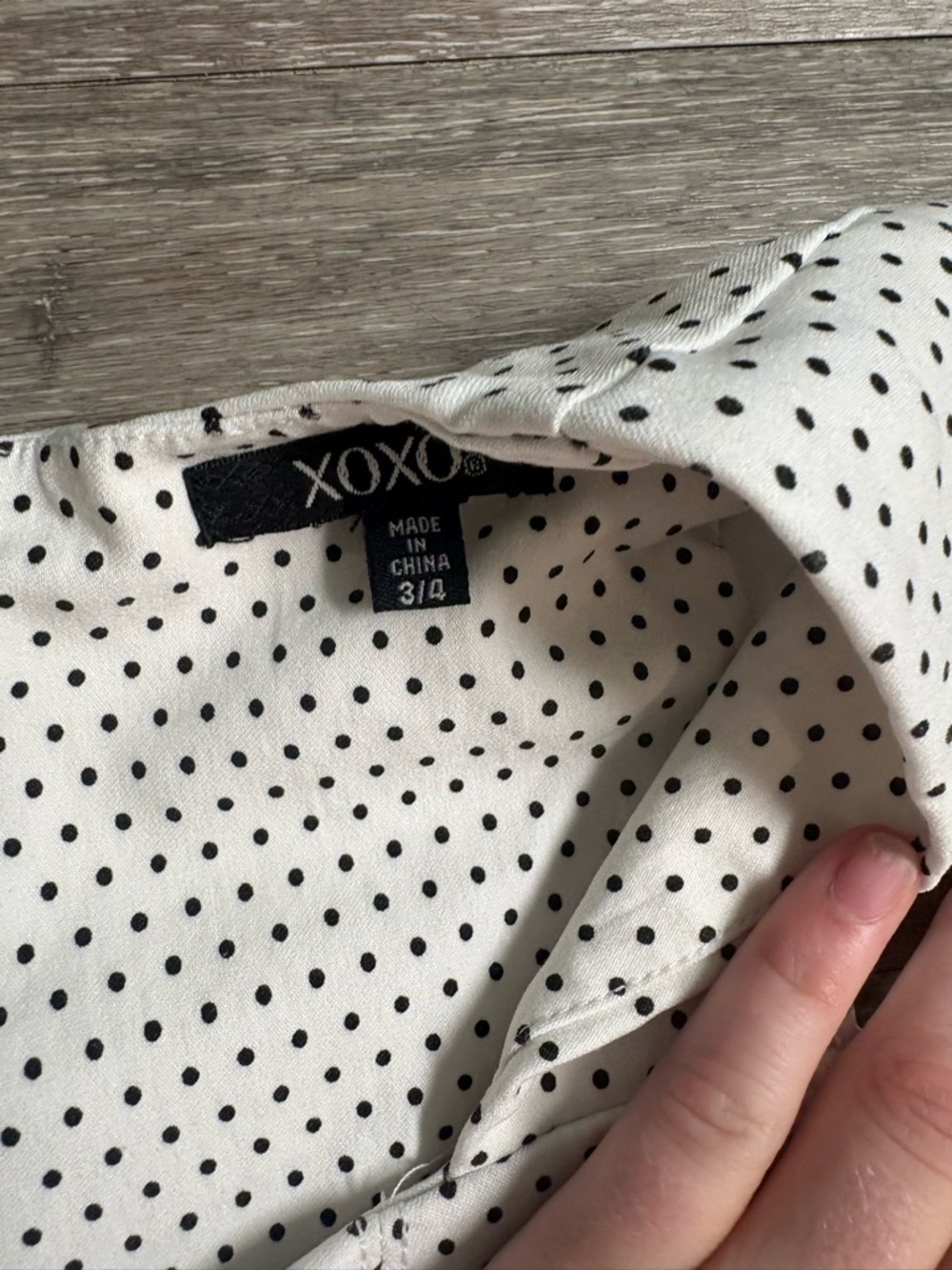 XOXO White Midi Dress with Black Polka Dots - Picture 2 of 3